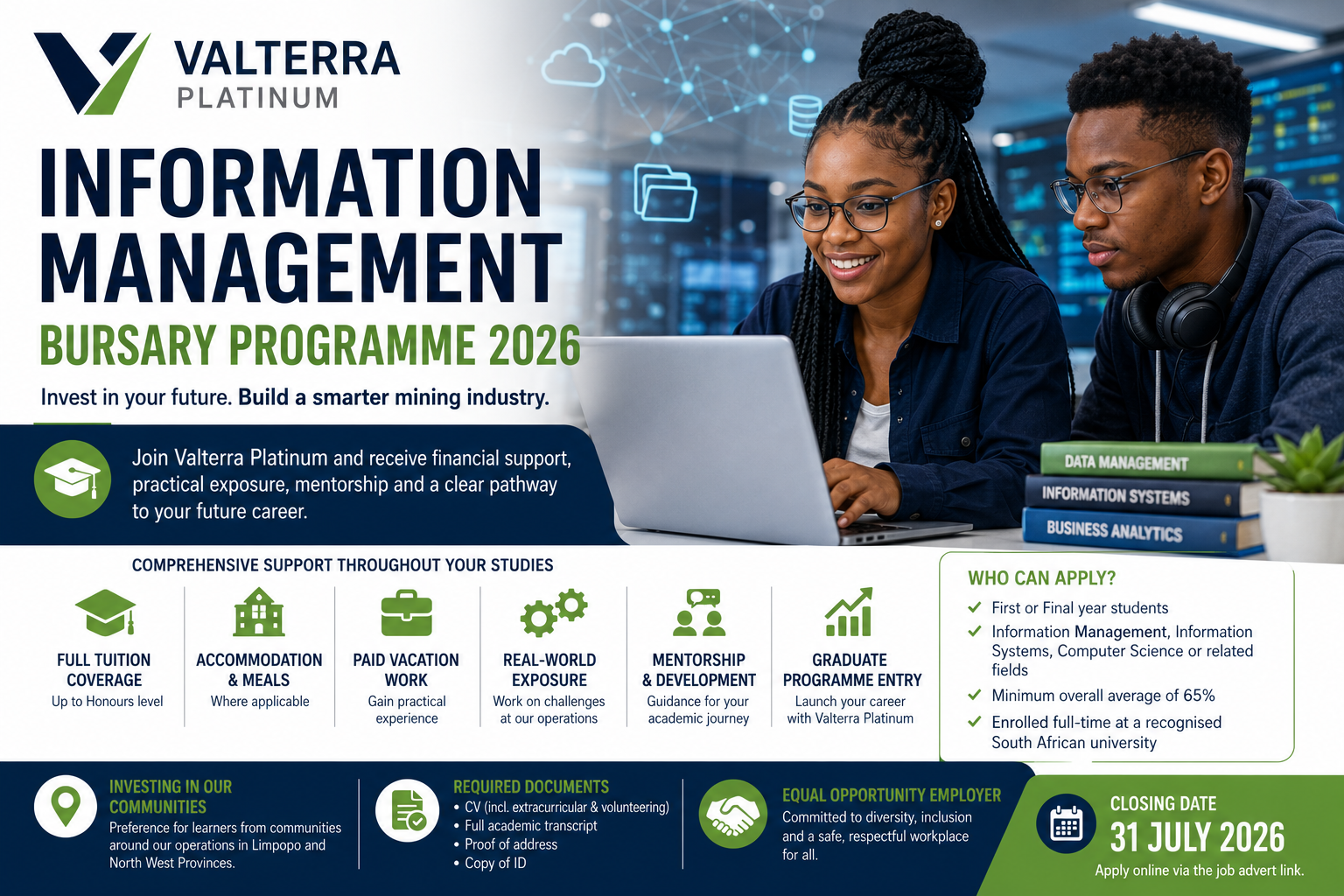 Valterra Platinum Information Management Bursary Programme 2026